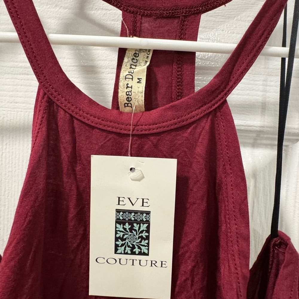 4/$15 Bear Dance Backless Burgundy Tunic Tank - Picture 2 of 4